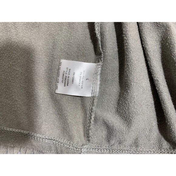 Large (L) Pink Rose Gray Faux Suede Microfiber Fringe Kimono Cardigan Vest - Picture 9 of 16